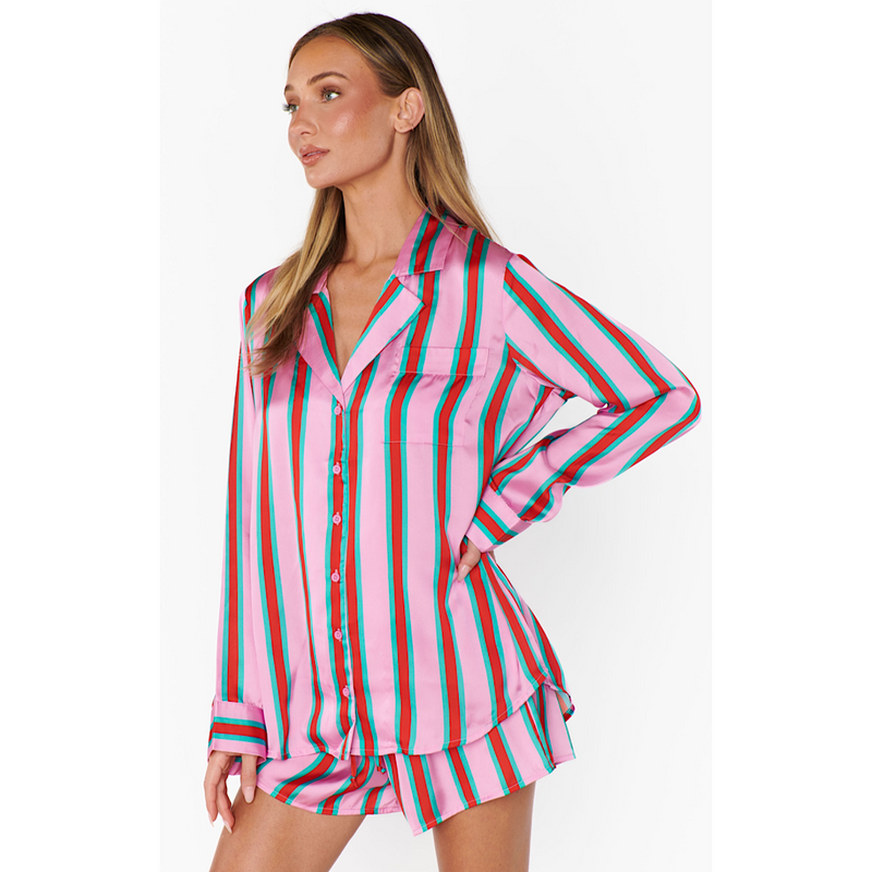 SHOW ME YOUR MUMU BEAUTY SLEEP PJ SET - PORTO STRIPE SILKY
