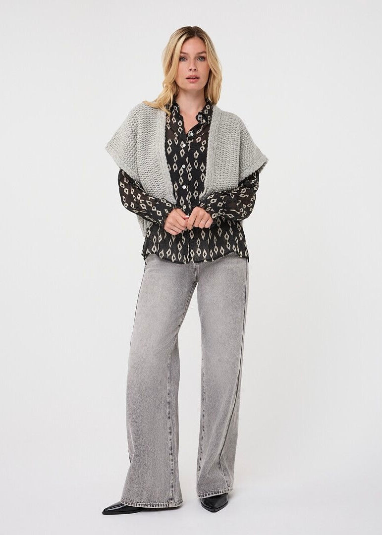 ESQUALO CARDIGAN GILET - LIGHT GREY