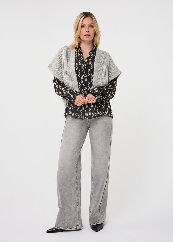 ESQUALO CARDIGAN GILET - LIGHT GREY