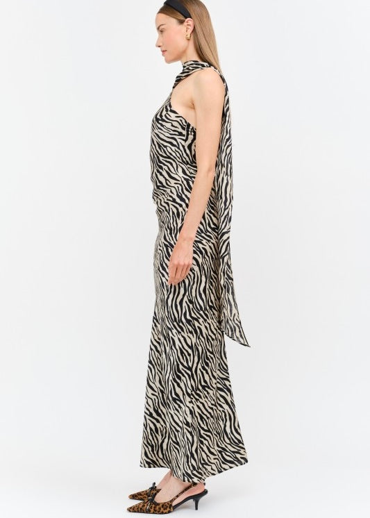 FREE PEOPLE MAGGIE ZEBRA MAXI DRESS WITH SCARF