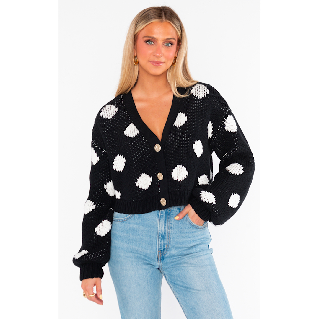 SHOW ME YOUR MUMU CLEMMIE CARDI - POLKA DOT KNIT