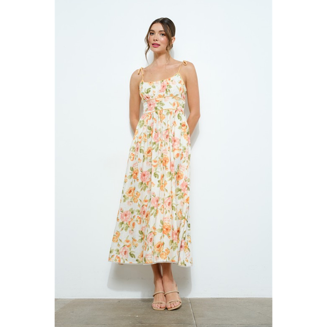 FEELING FLIRTY FLORAL MIDI DRESS