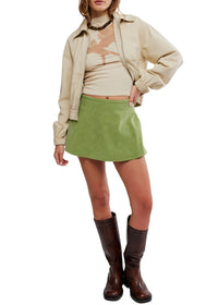 FREE PEOPLE PARADISE FOUND SUEDE SKORT - GOING GREEN