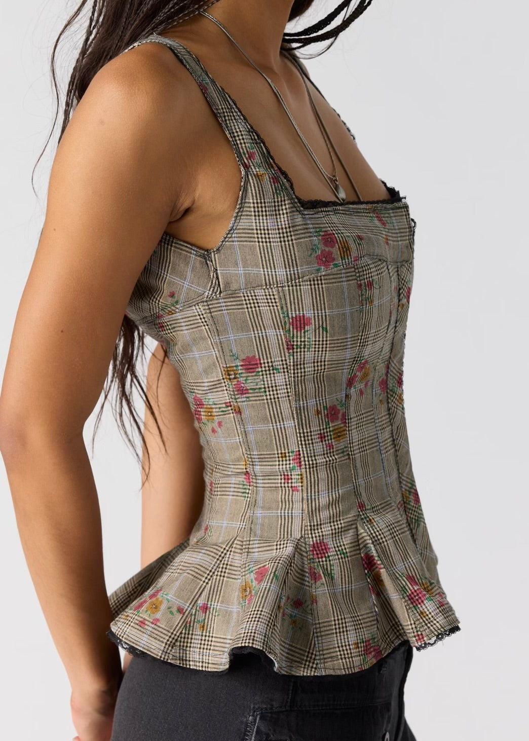 FREE PEOPLE JOLIE CORSET TOP - BLACK COMBO