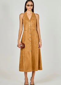 LOOK MY WAY SUEDE MIDI DRESS