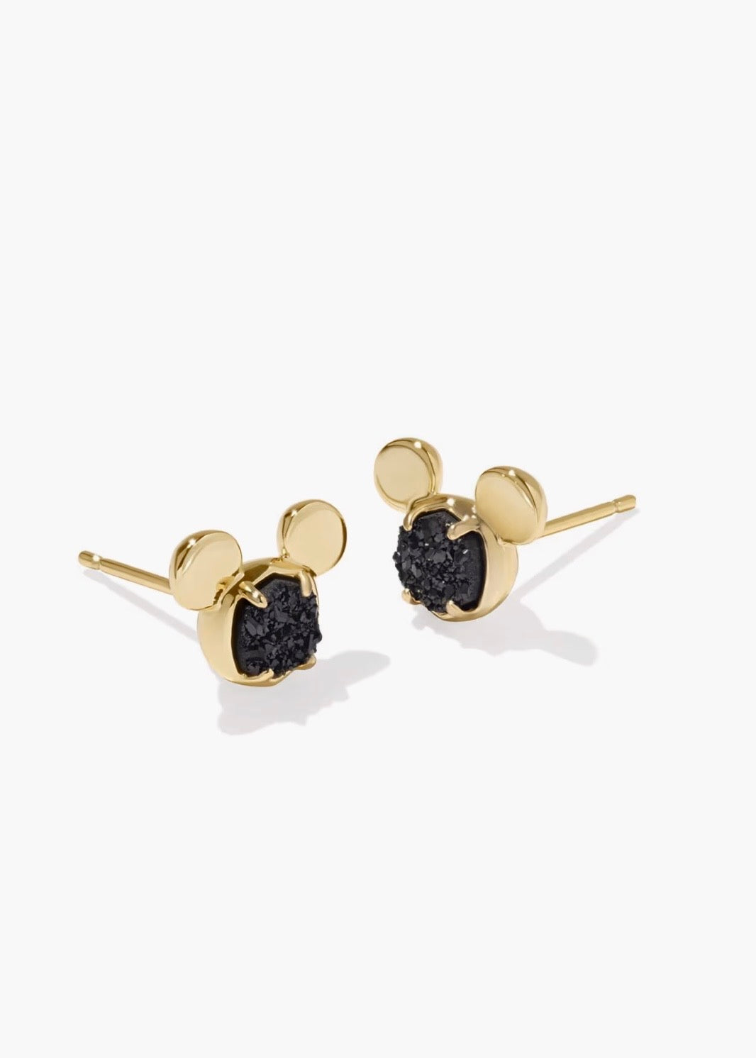 DISNEY X KENDRA SCOTT MICKEY MOUSE STUD EARRINGS IN GOLD BLACK DRUSY
