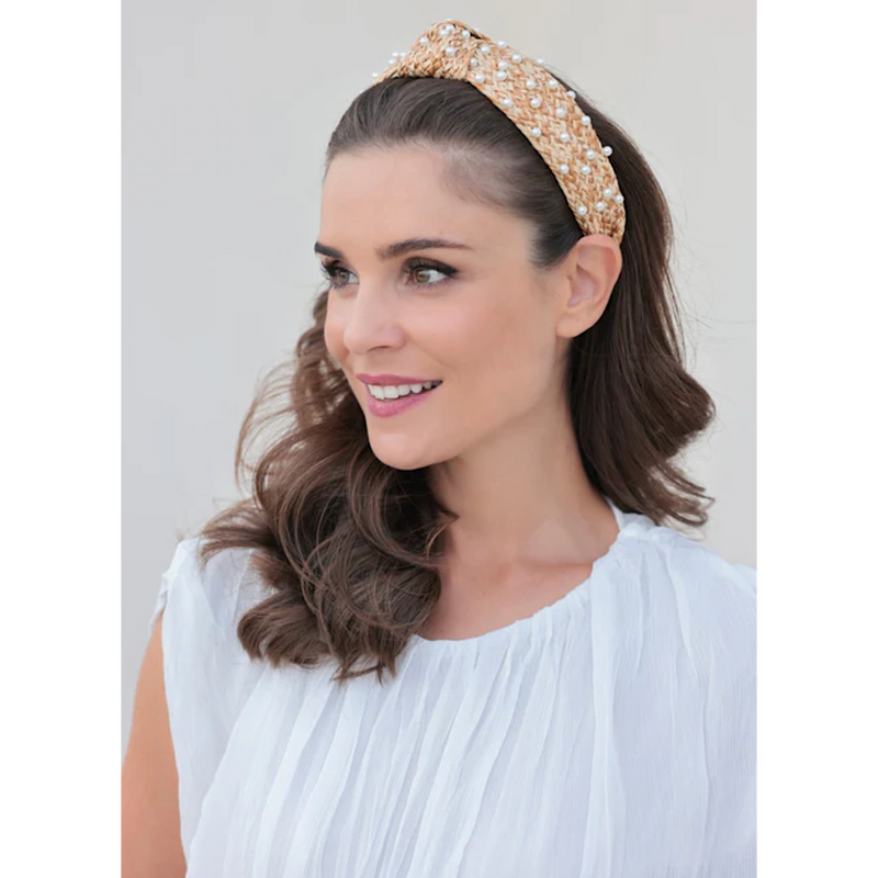 SHIRALEAH PEARL EMBELLISHED KNOTTED HEADBAND