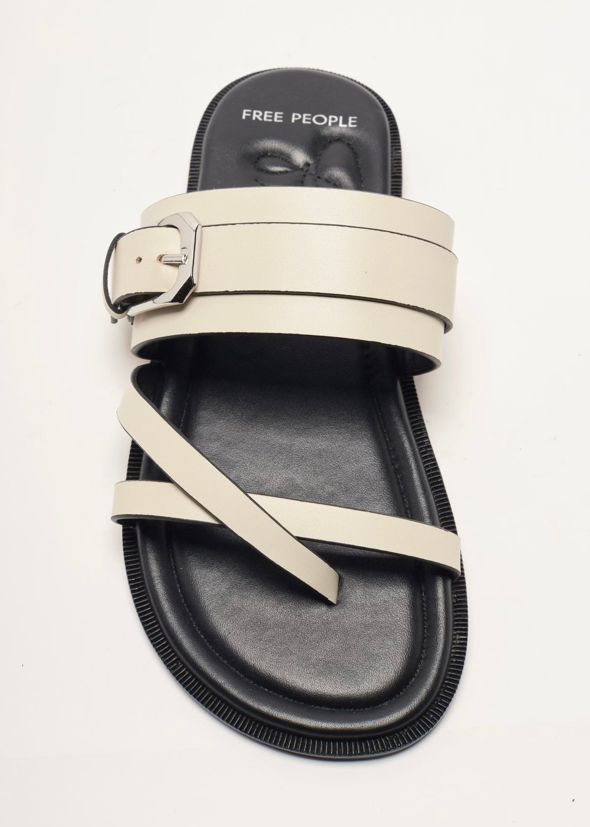 FREE PEOPLE BELTED CROSS-STRAP SANDALS | BONE LEATHER