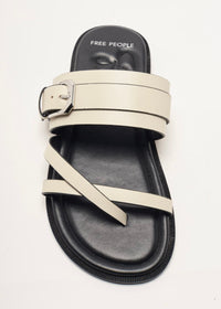 FREE PEOPLE BELTED CROSS-STRAP SANDALS | BONE LEATHER