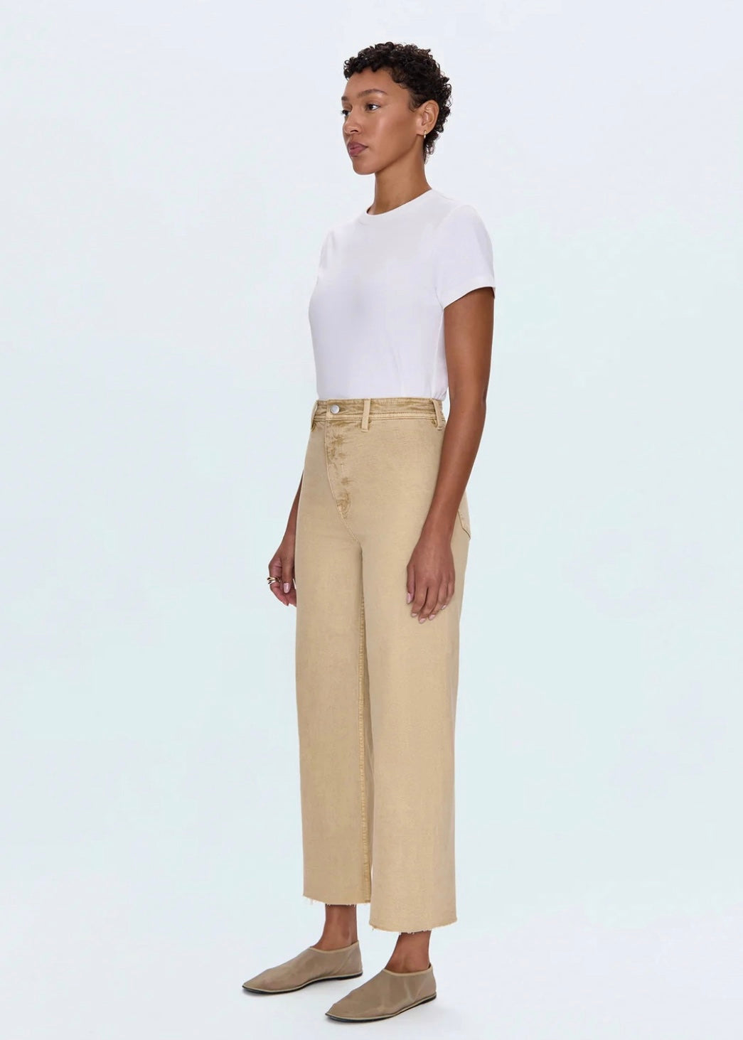 PISTOLA PENNY CROP HIGH RISE WIDE LEG JEAN - SAND DOLLAR