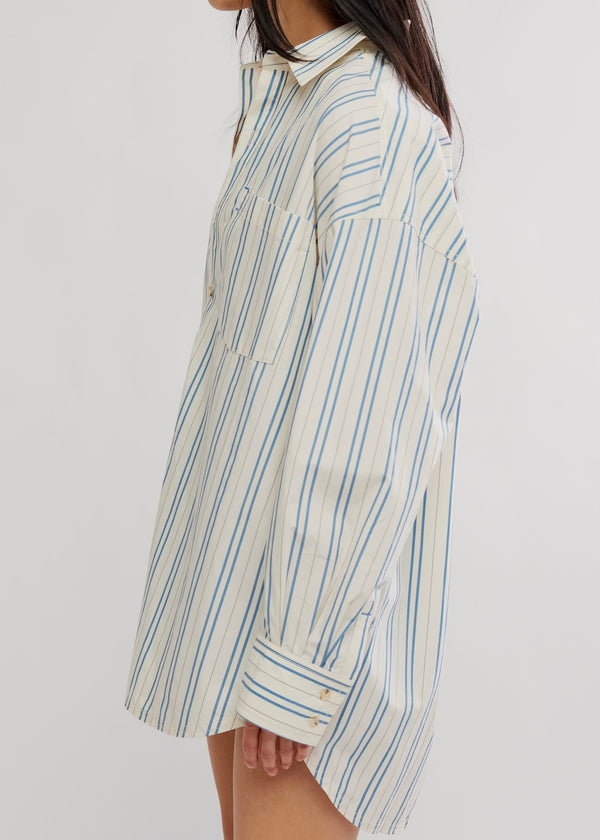 FREE PEOPLE FREDDIE STRIPED SHIRT - IVORY COMBO