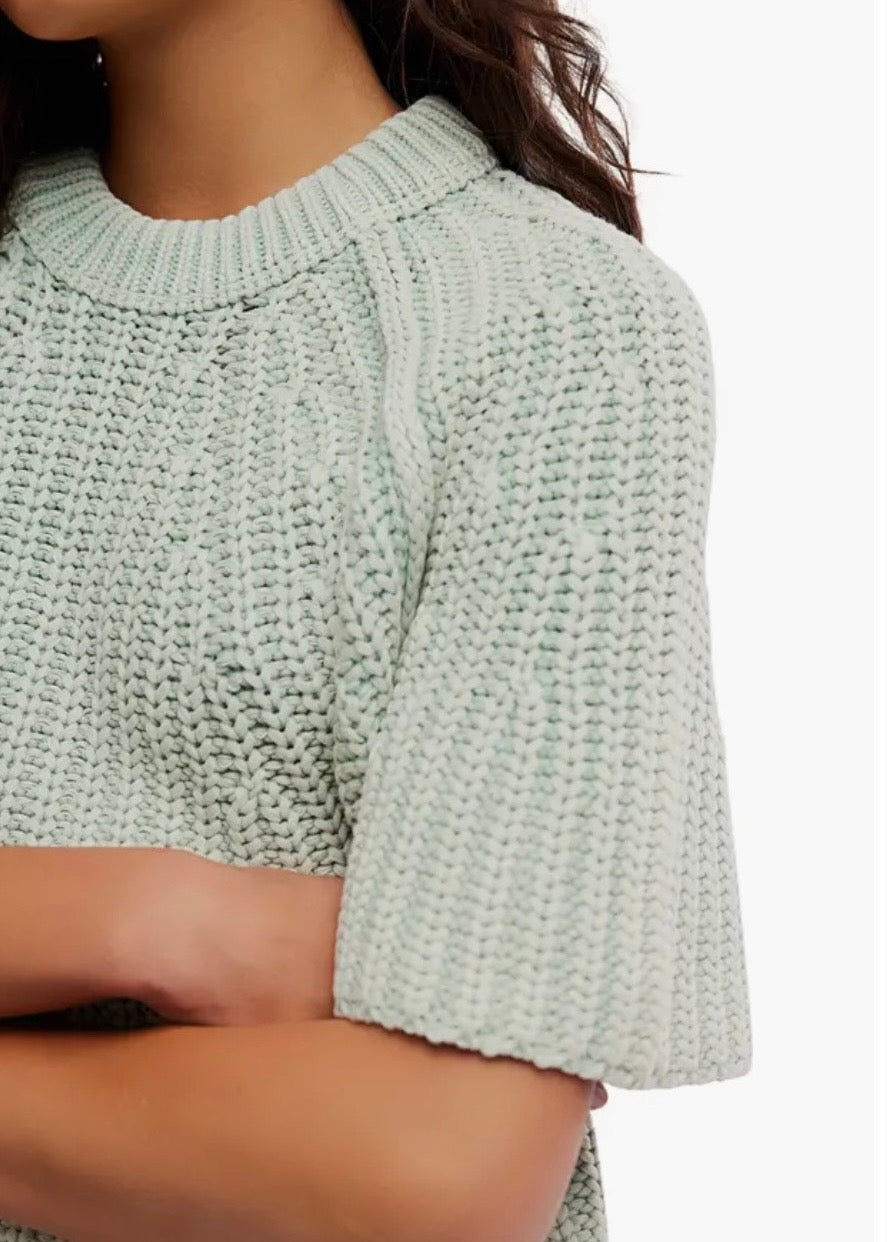 FREE PEOPLE AMY SWEATER TEE - CAMEO GREEN