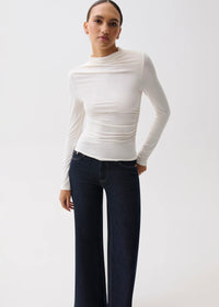 PISTOLA NATHALIA DRAPED MOCK NECK - SOFT WHITE