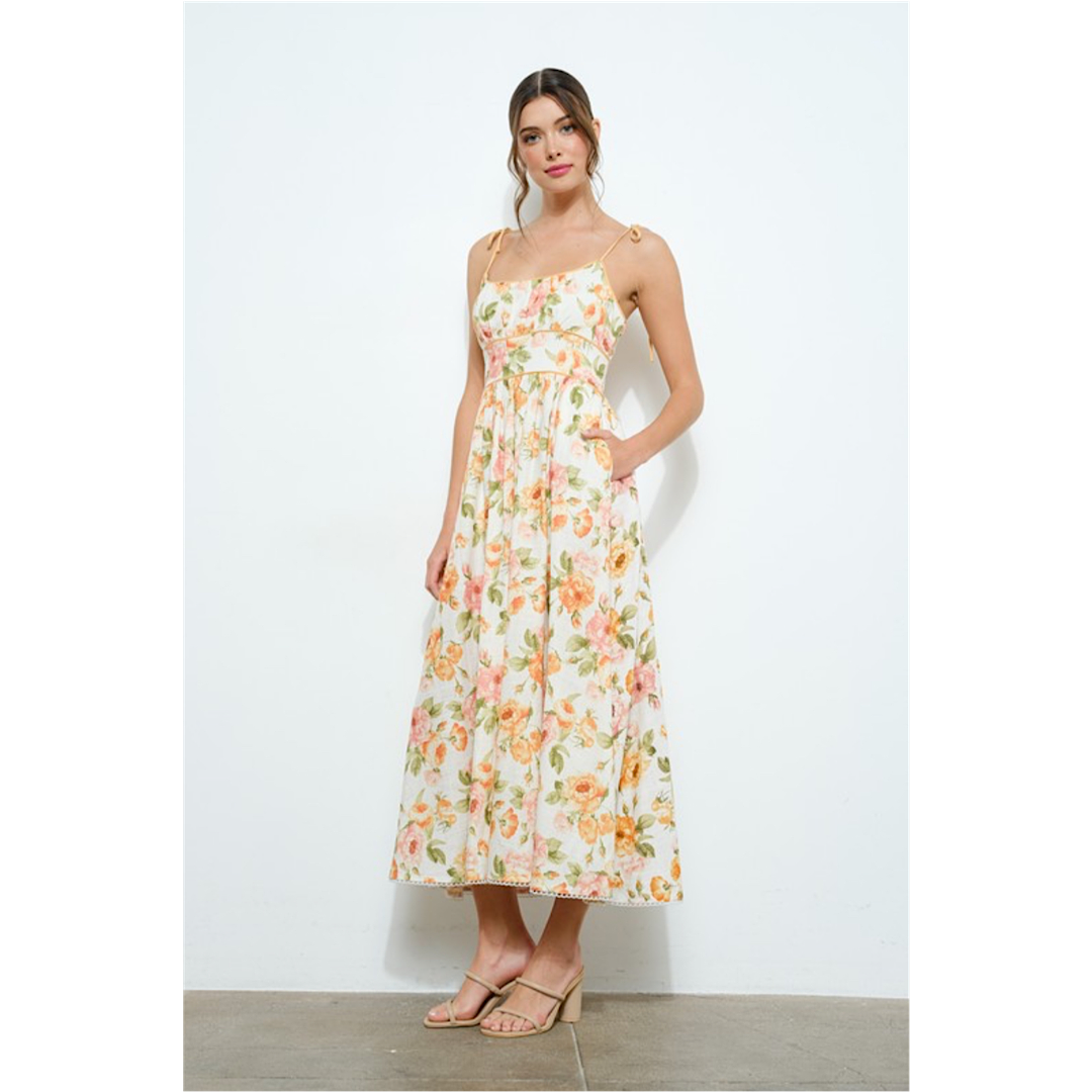 FEELING FLIRTY FLORAL MIDI DRESS