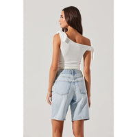 ASTR THE LABEL LORA TEXTURED OFF SHOULDER TOP