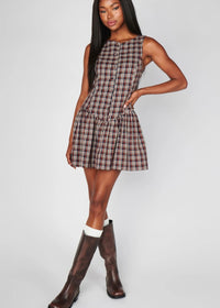 SHOW ME YOUR MUMU MEESTER MINI DRESS - SADDLE PLAID
