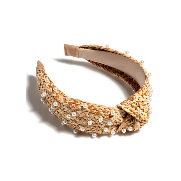 SHIRALEAH PEARL EMBELLISHED KNOTTED HEADBAND