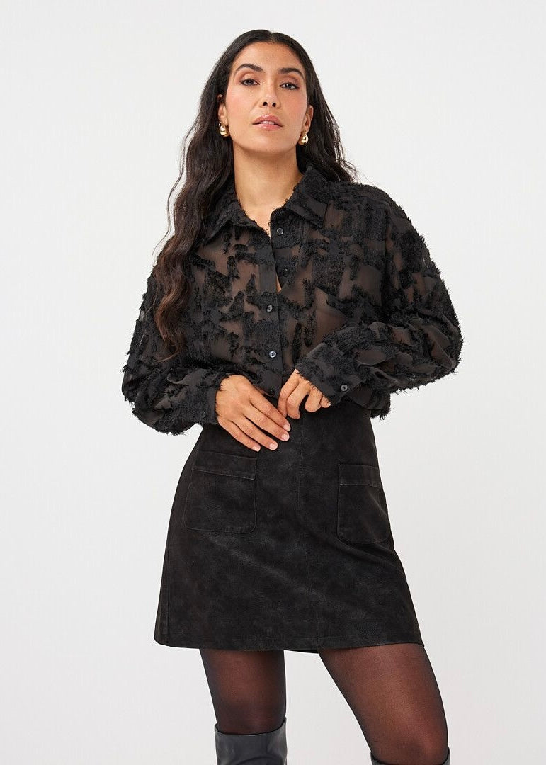 ESQUALO BLOUSE OVERSIZED BASIC PLUMETIS - BLACK