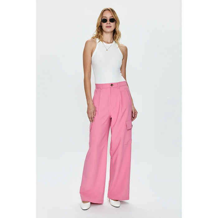 PISTOLA BRYNN HIGH RISE RELAXED CARGO TROUSERS - PINK COSMOS