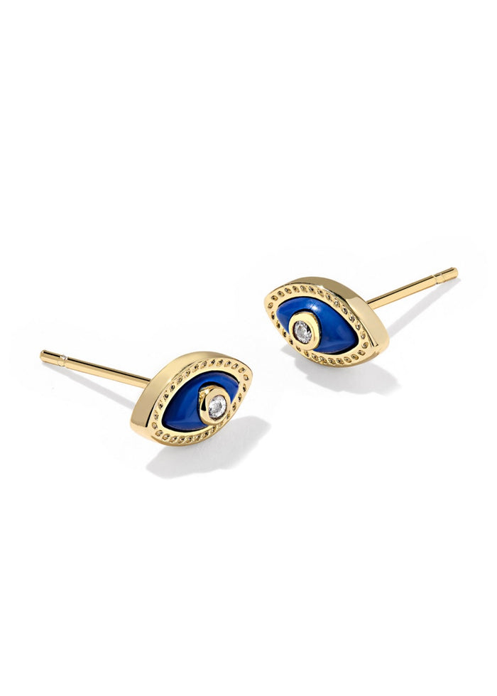 KENDRA SCOTT MINI EYE STUD EARRINGS - GOLD DARK BLUE MAGNESITE