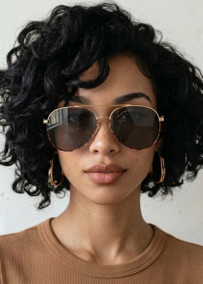 DAX EYEWEAR ACE UNISEX AVIATOR SUNGLASSES - CHEETAH