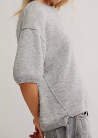 FREE PEOPLE MARGOT SWEATER TEE - HEATHER GREY
