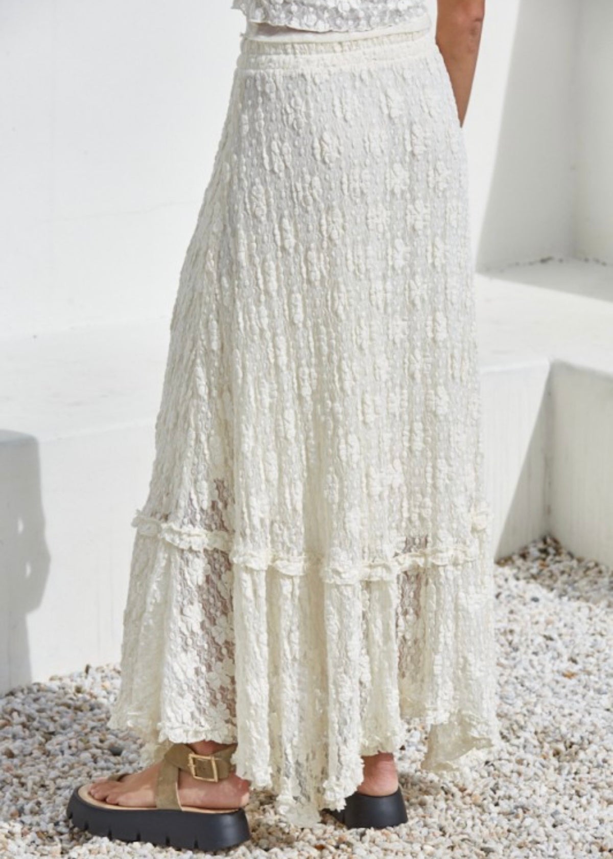 LOVING LIFE LACE MIDI SKIRT