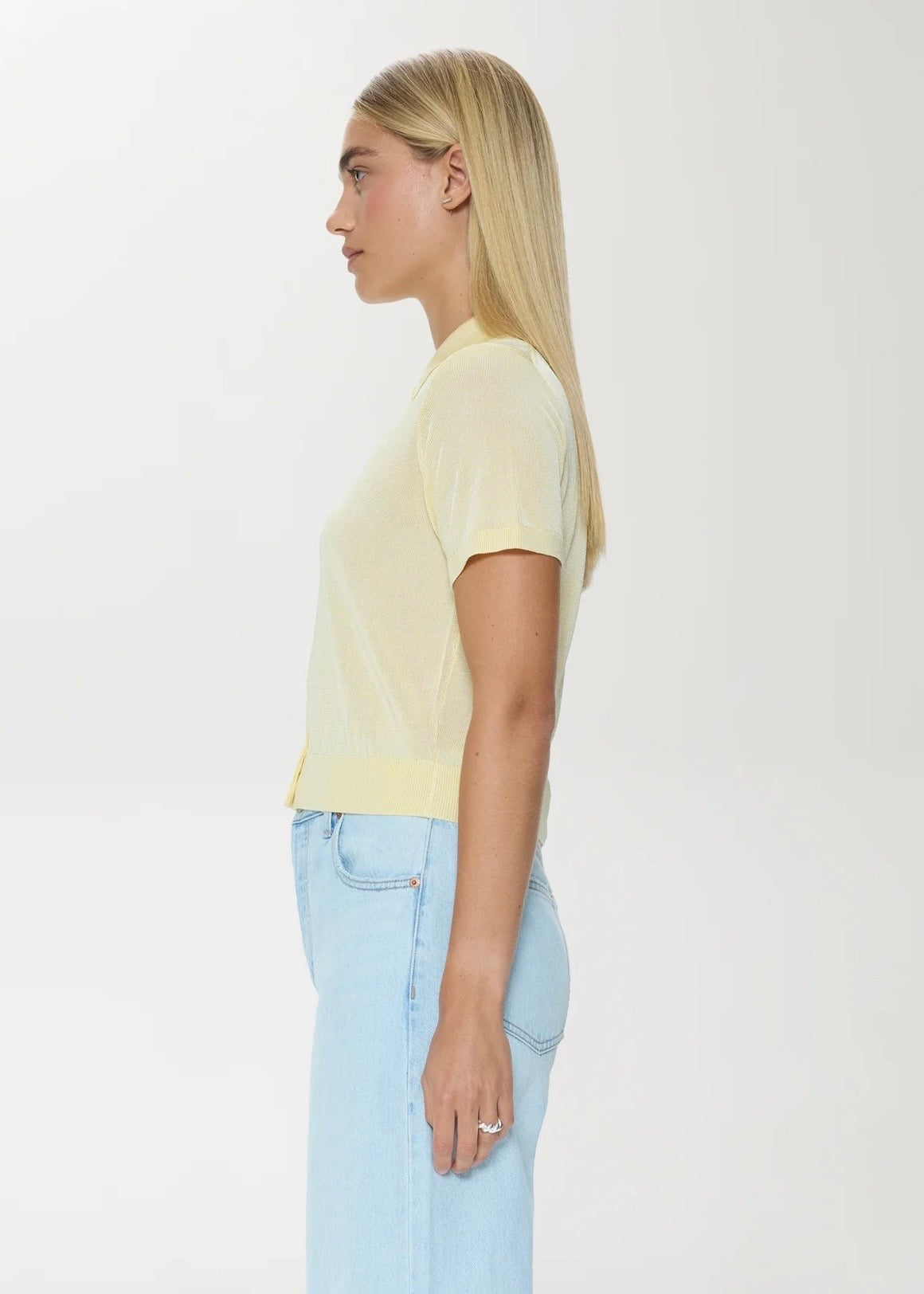 PISTOLA LUCCA SHORT SLEEVE POLO SWEATER - PALE YELLOW