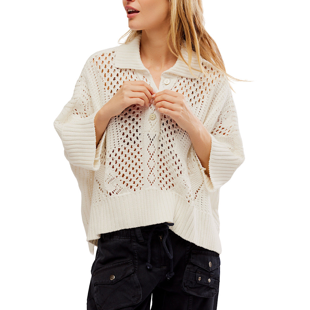 FREE PEOPLE TO THE POINT POLO - OPTIC WHITE