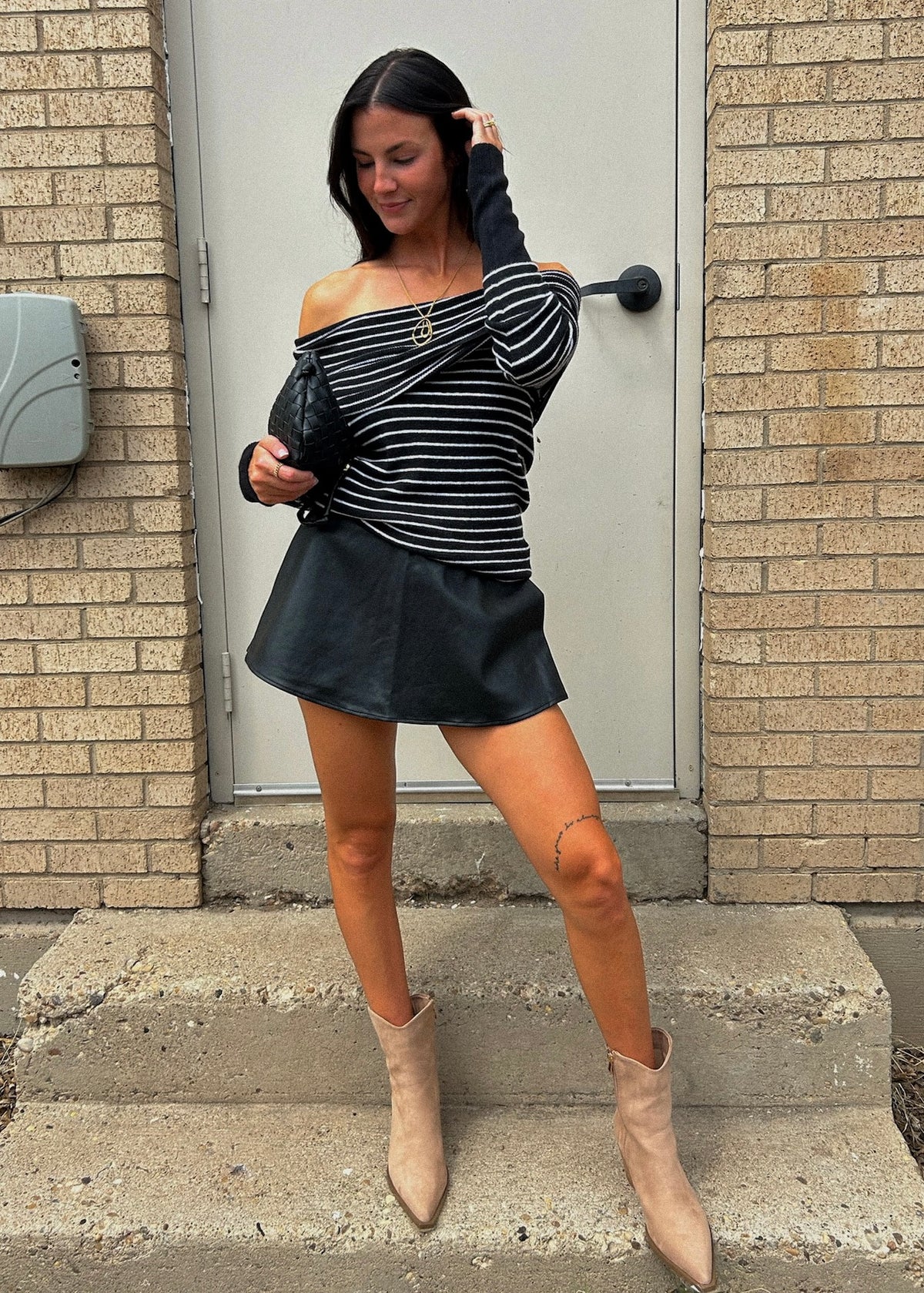 FREE PEOPLE EVERGREEN SWEATER - BLACK AND WHITE COMBO