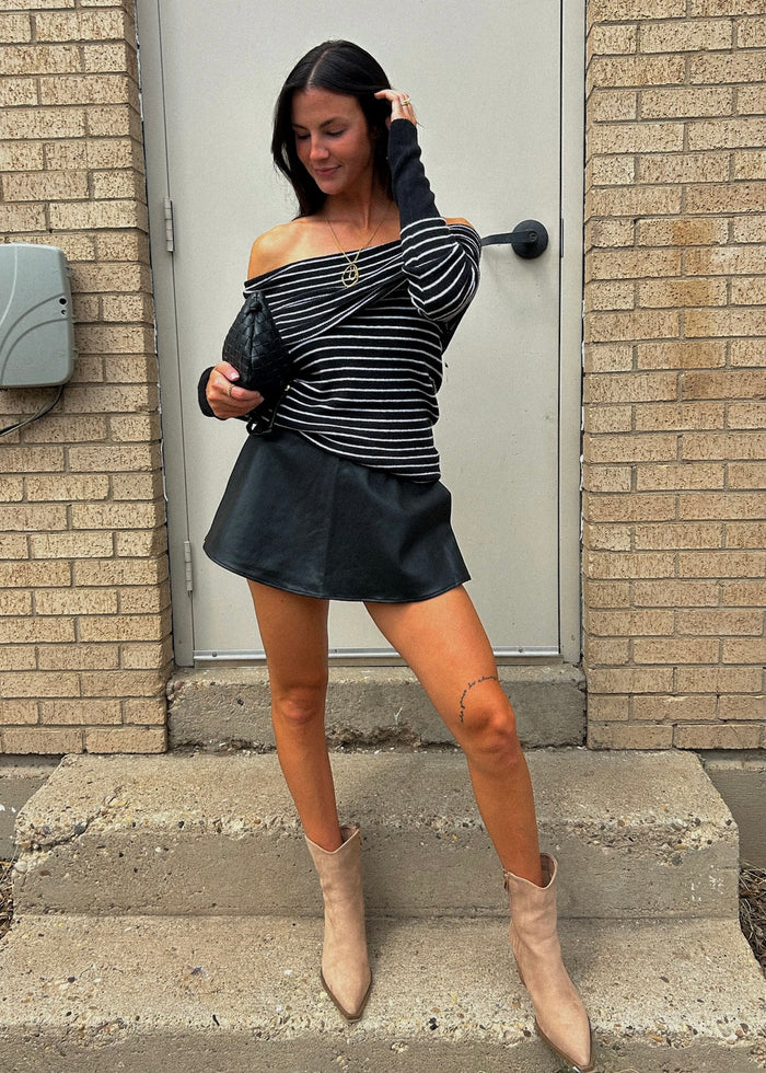 FREE PEOPLE EVERGREEN SWEATER - BLACK AND WHITE COMBO