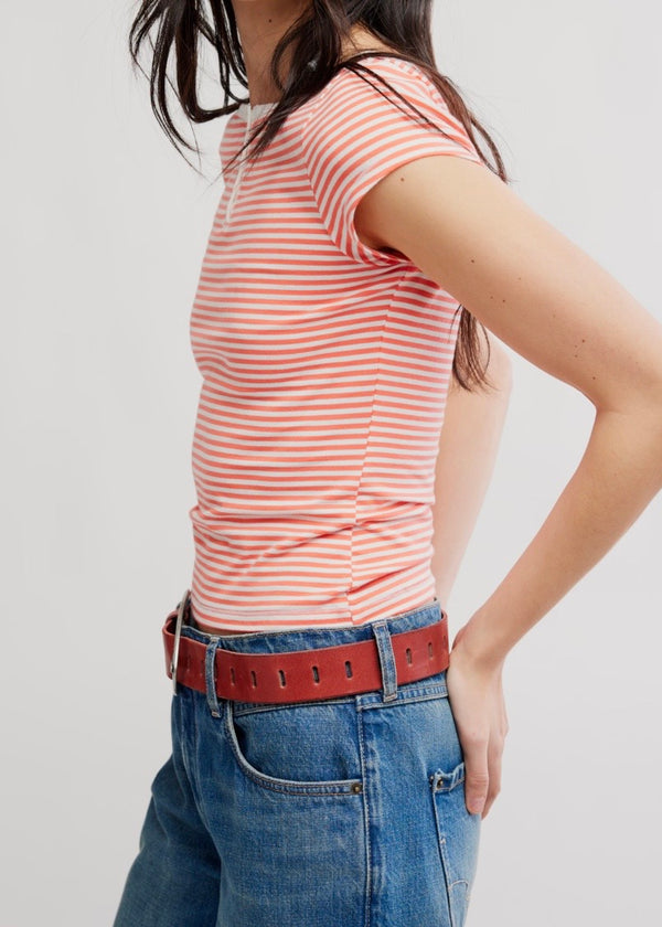 FREE PEOPLE MORNING PAGES HENLEY - CORAL COMBO