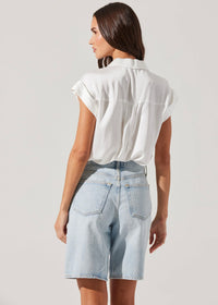 ASTR THE LABEL CALLEN SATIN BUTTON UP TOP - WHITE