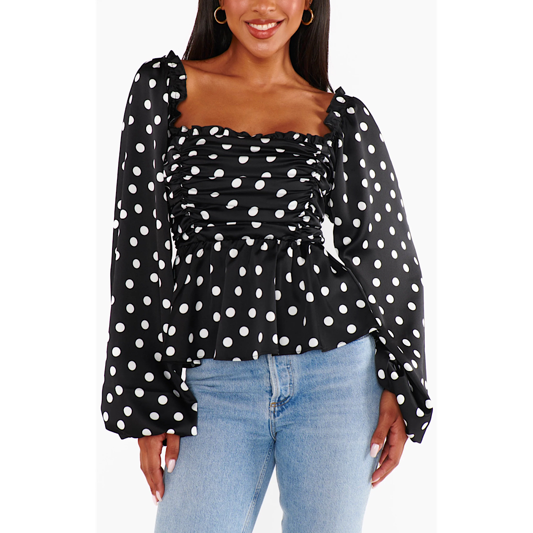 SHOW ME YOUR MUMU ATIANA TOP - POLKA DOT LUXE