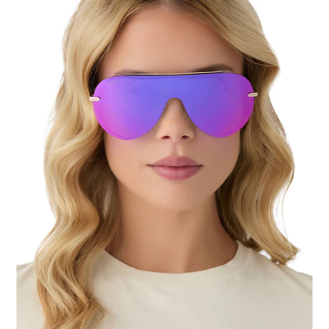 DIFF IMANI - GOLD PINK RUSH MIRROR SUNGLASSES