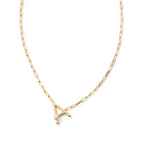 KENDRA SCOTT PEARL LETTER SHORT PENDANT NECKLACE