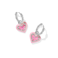 KENDRA SCOTT ARI HEART ENAMEL FRAME HUGGIE EARRINGS