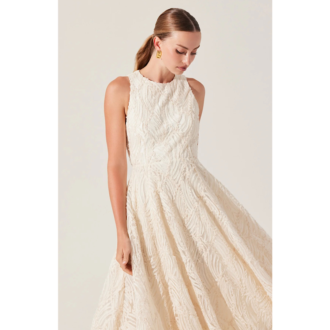 ASTR THE LABEL LILLEMOR 3D TEXTURED MIDI DRESS - CREAM