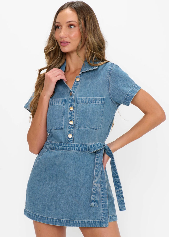 SHOW ME YOUR MUMU STATESIDE ROMPER - HAZY BLUE