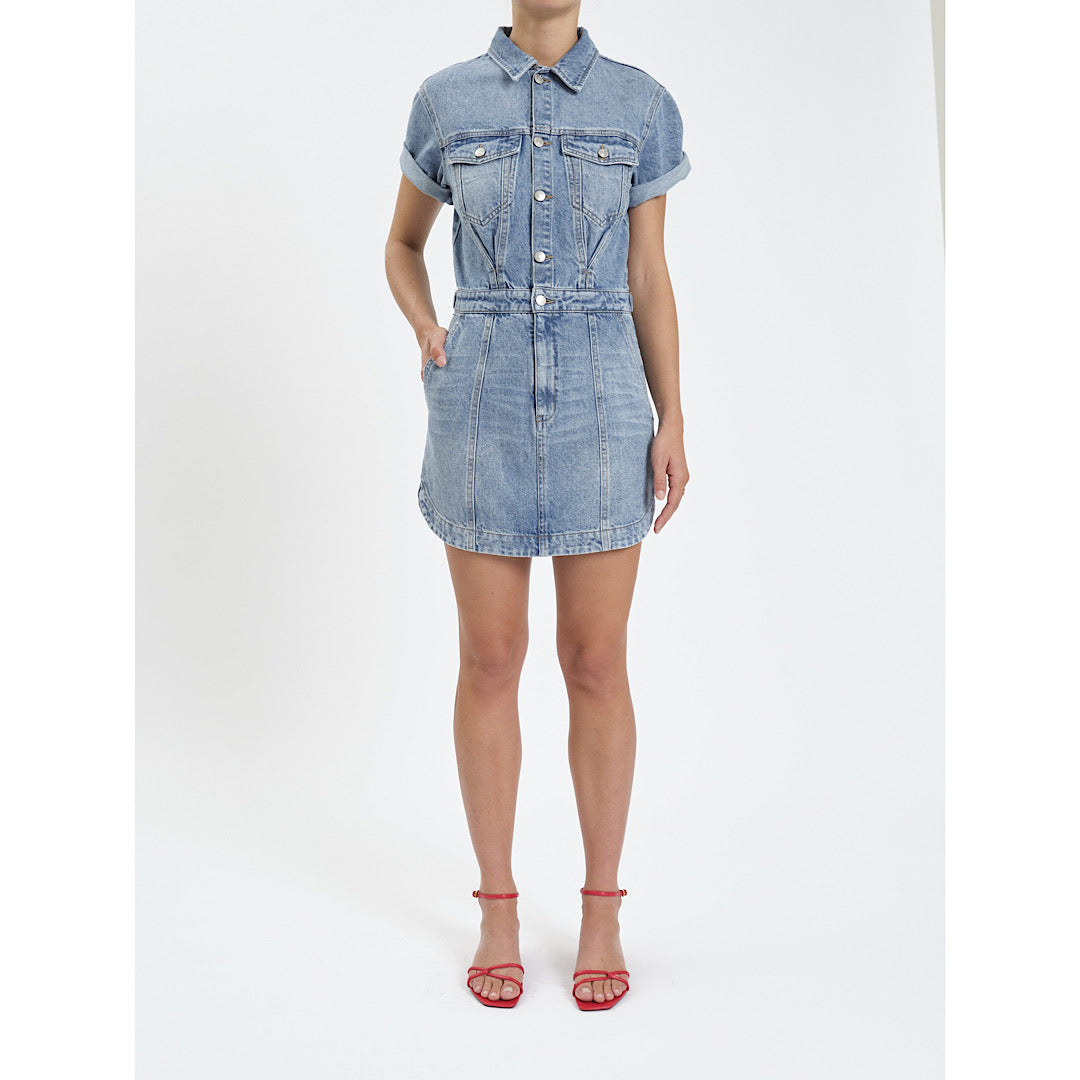 DAZE DENIM TOPANGA SHORT SLEEVE DRESS IN PLOT TWIST