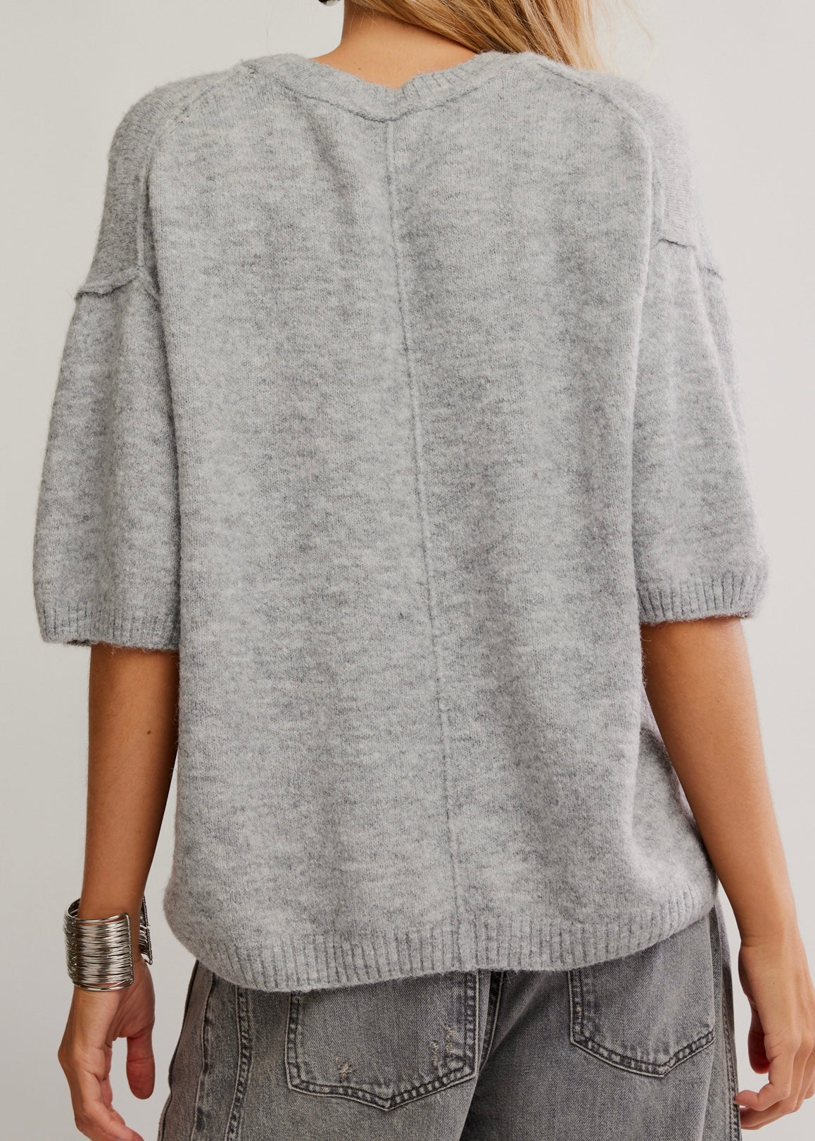 FREE PEOPLE MARGOT SWEATER TEE - HEATHER GREY