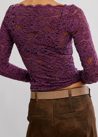 FREE PEOPLE RAISING EYEBROWS LACE TOP - ITALIAN PLUM