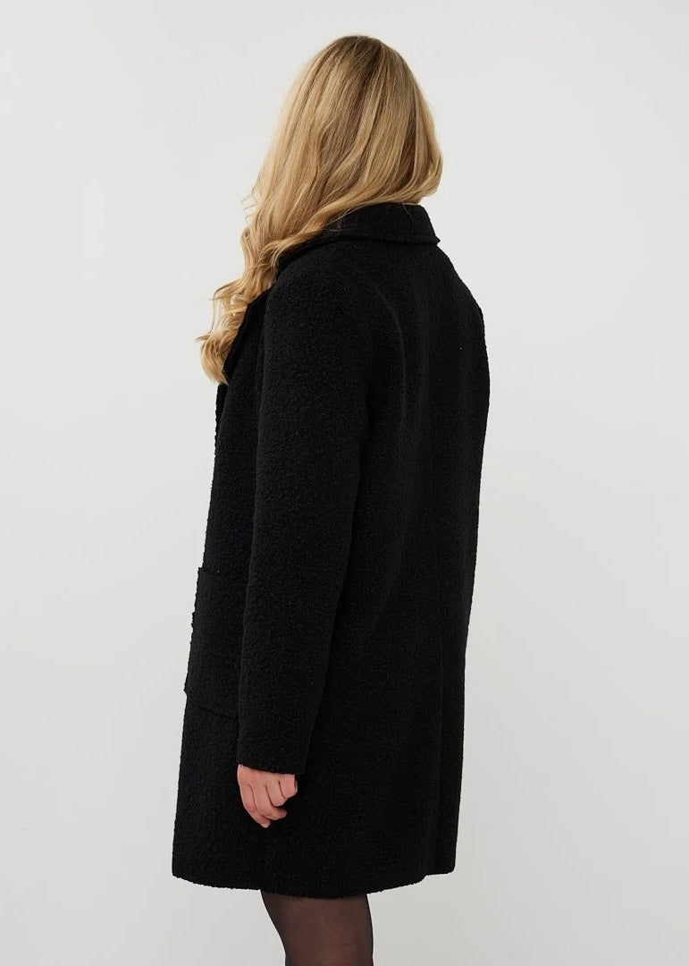 ESQUALO LONG BOUCLE CARDIGAN - BLACK