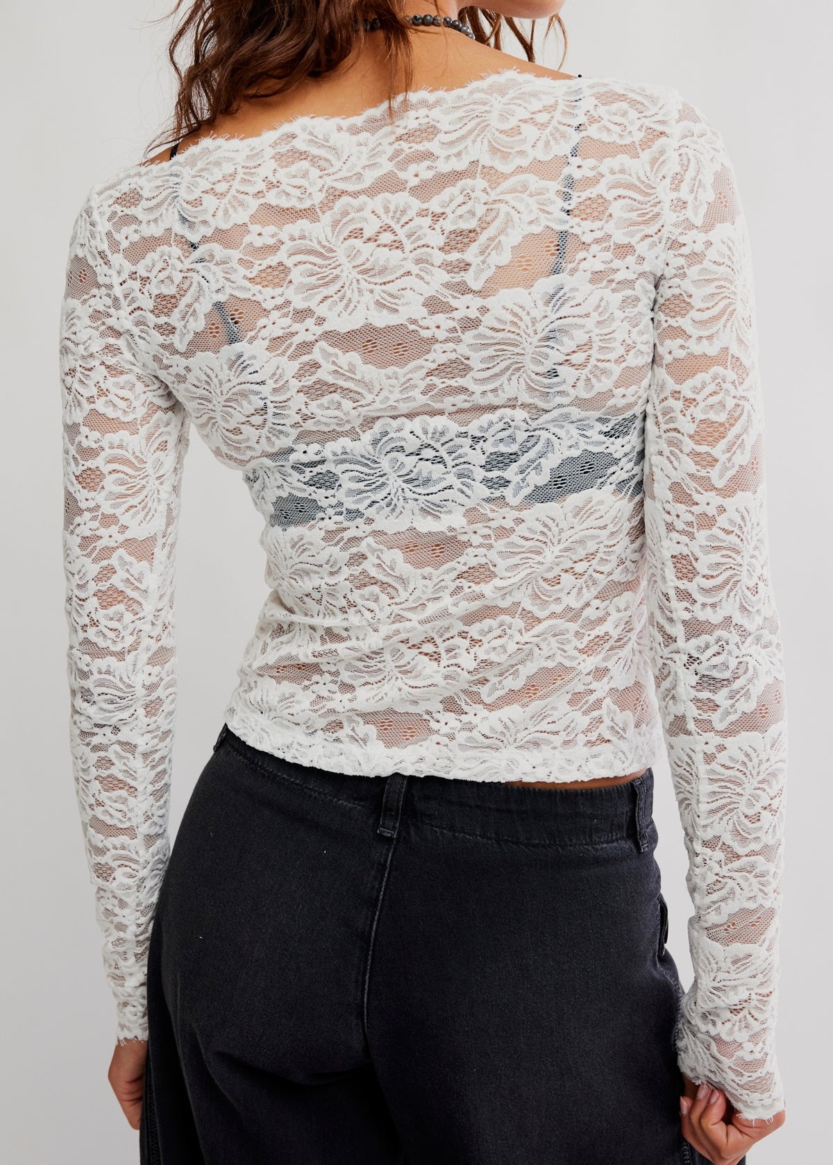 FREE PEOPLE RAISING EYEBROWS LACE TOP - CLEAN IVORY