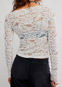 FREE PEOPLE RAISING EYEBROWS LACE TOP - CLEAN IVORY