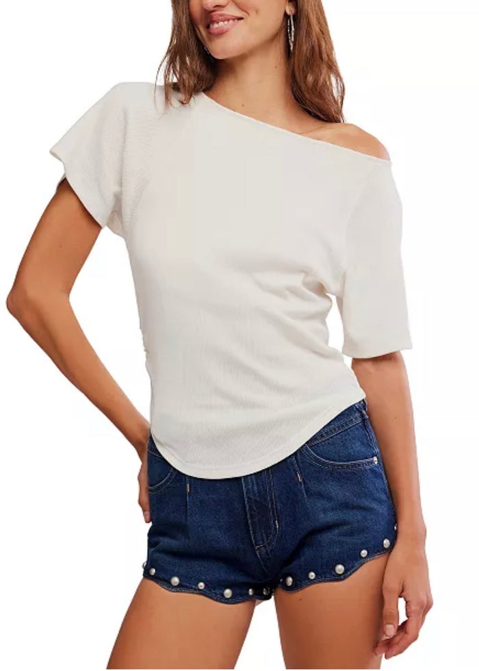 FREE PEOPLE LUCY OFF THE SHOULDER TEE - SUGAR SWIZZLE