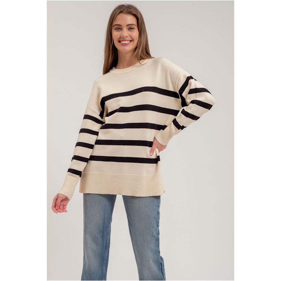 ALL TO MYSELF STRIPED SWEATER