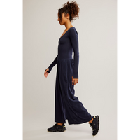 FREE PEOPLE MOVEMENT HOT SHOT  WIDE LEG ONESIE - MIDNIGHT NAVY