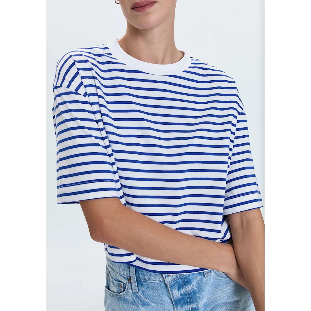 PISTOLA MAE CROPPED TEE - MARITIME WHITE STRIPE