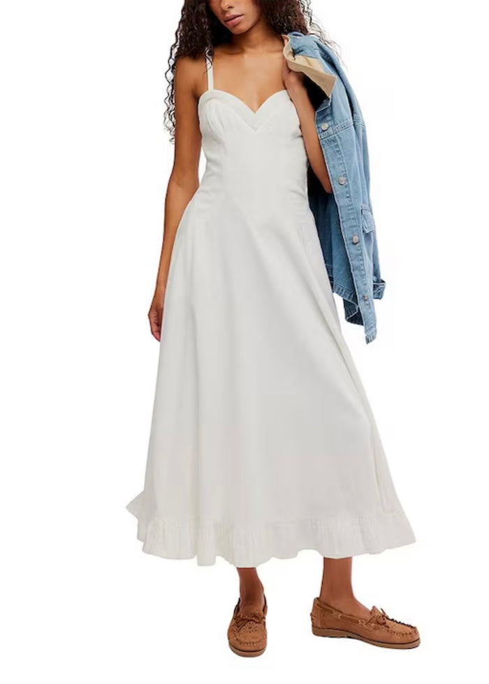 FREE PEOPLE ANOTHER SEASON MIDI DRESS - COCONUT MILK